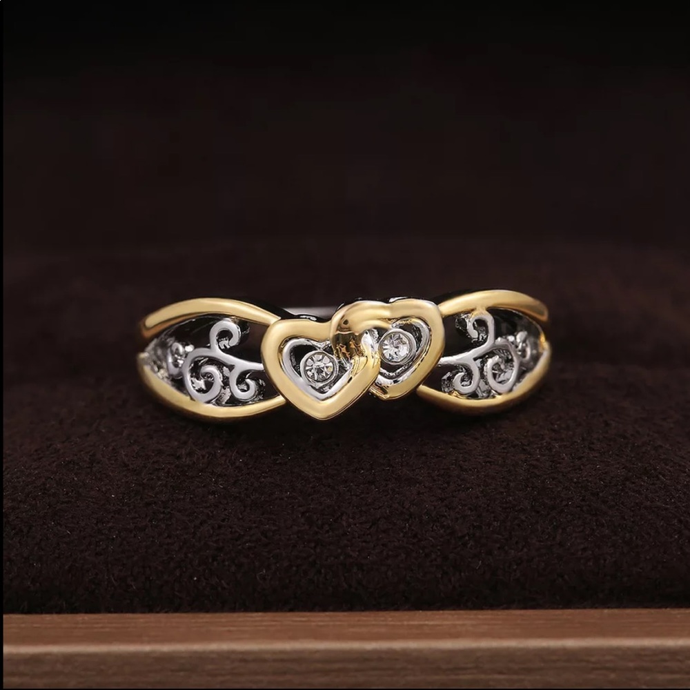 New Two Tone 925 Silver Beautiful Romantic Ring - Picture 2 of 6
